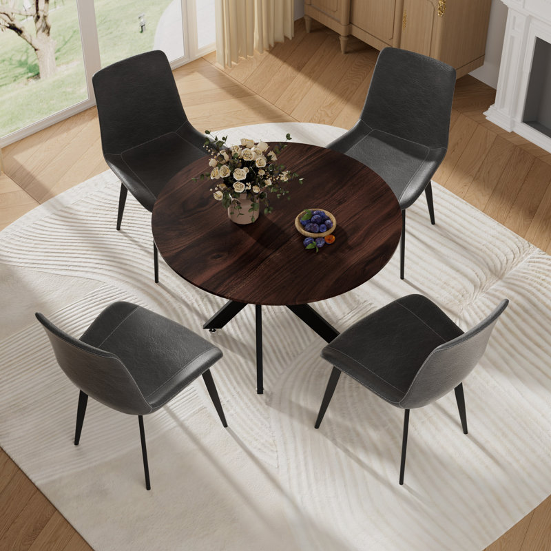 Ensemble de salle à manger 5 pièces, H 29,6 po x L 36 po x l 36 po, Brun, Gris