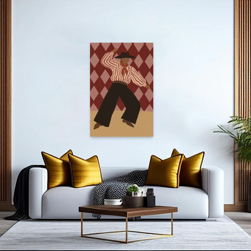 Personnage rétro rétro audacieux, impression murale élégante et classique, H 60 po x l 40 po