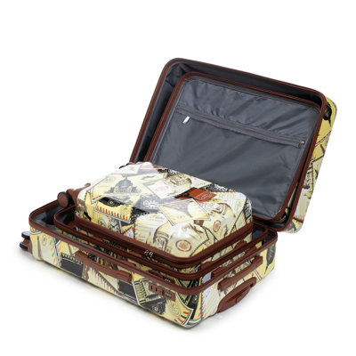 20"/24"/28" 3 pcs/set in PC Spinner Wheel Luggage, Carry on Suitcase, With Printed pattern and Combination Lock (City Stamps)