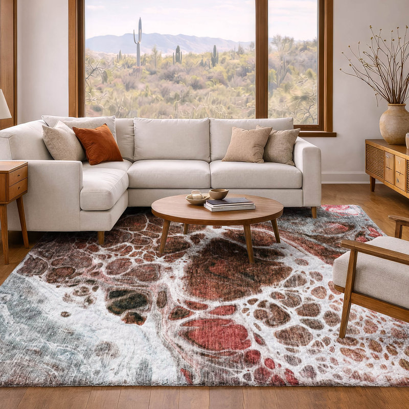 Tapis à poil long de qualité supérieure lavable à la machine ADS682, Paprika, 5 pi x 7 pi 6 po