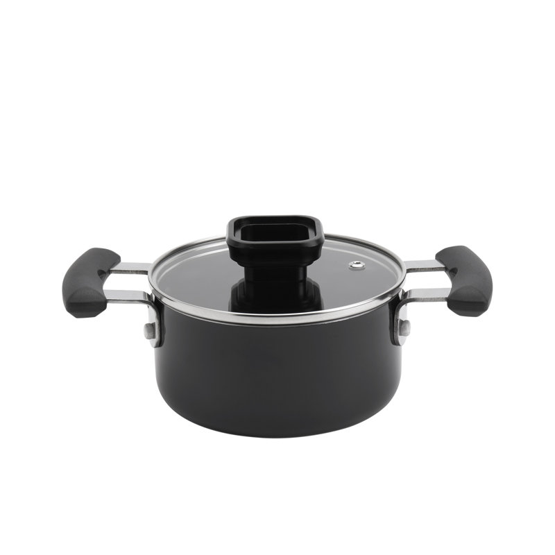 Ensemble de batterie de cuisine antiadhésive en aluminium 7 pièces Danemark Tools for Cooks, noir, Noir