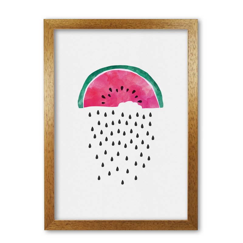 Watermelon Rain - Print, Honey Oak Frame, 30 cm H x 21 cm W x 5 cm D