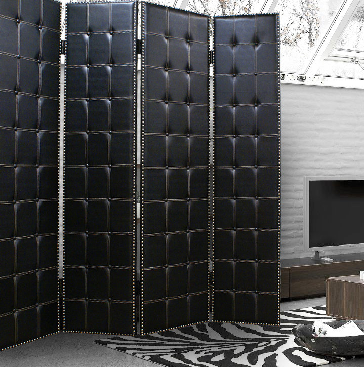 84 X 84 Black Faux Leather Screen 84 X 84 Black Faux Leather Screen