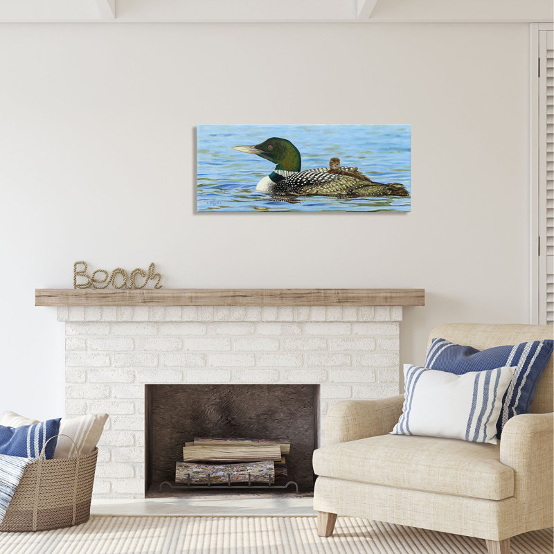 Mallard & Duckling In Water par © David Graham, H 17 po x l 40 po x P 1,5 po