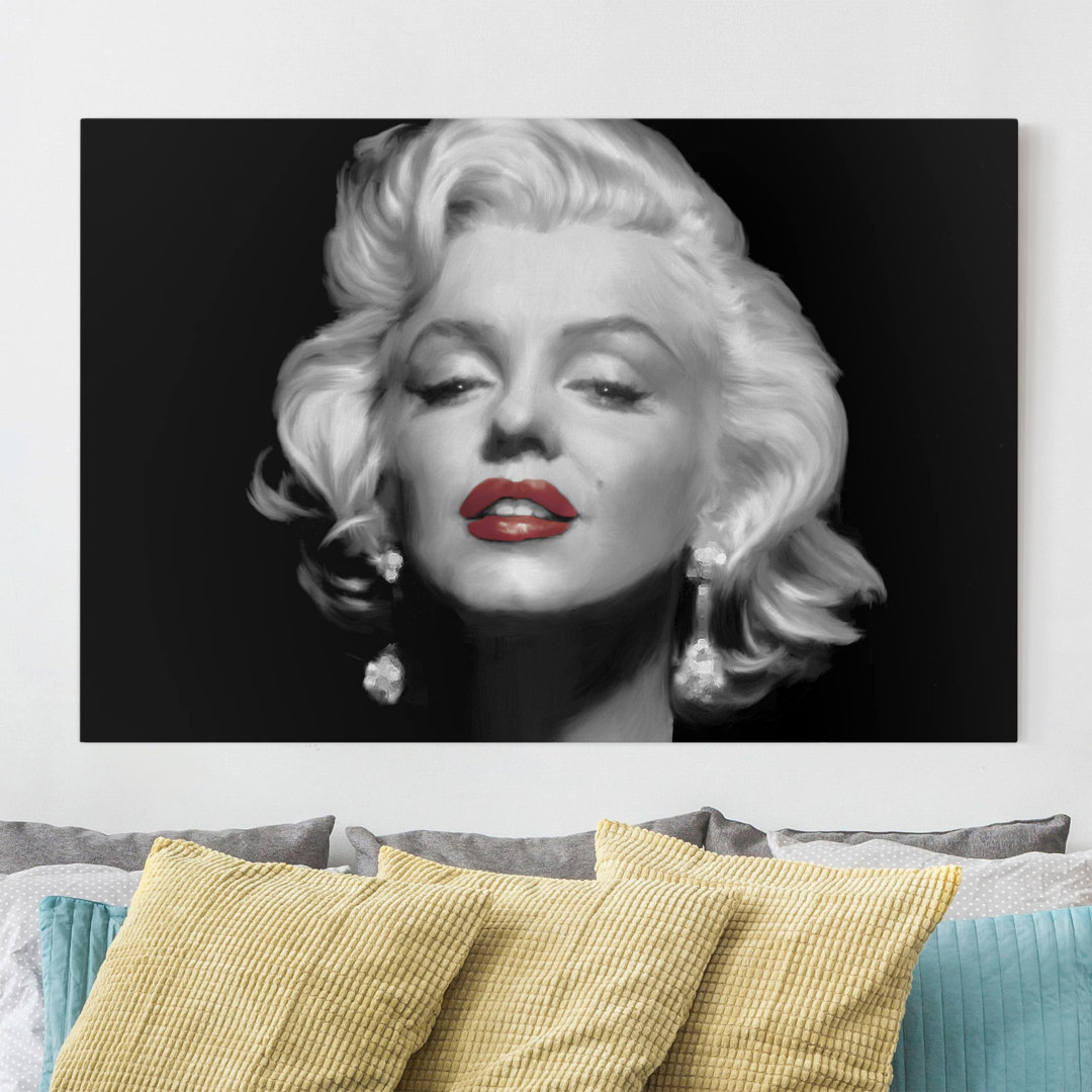 Leinwandbild Marilyn mit roten Lippen