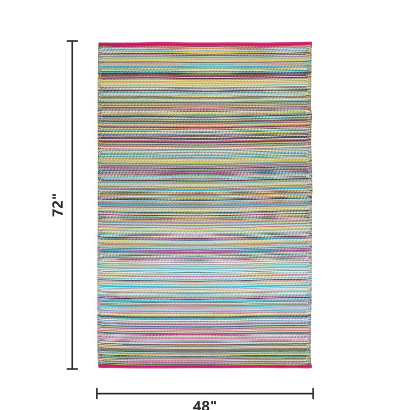 Outdoor Rug Plastic Straw Rug Waterproof Patio Amyree, Rectangle 4' x 6', Cancun - Candy