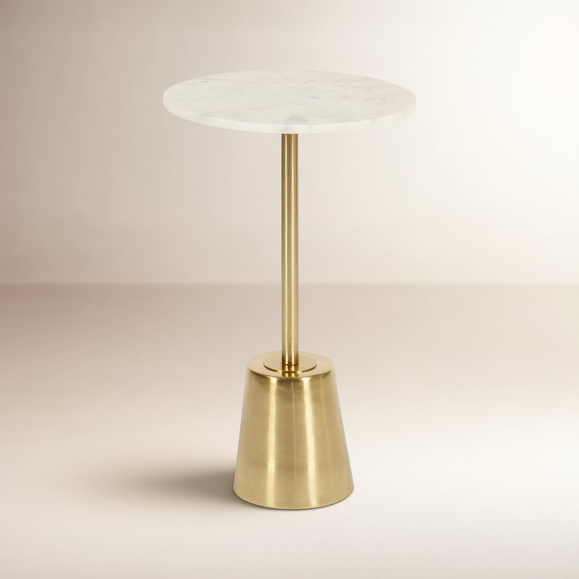 Cemil End Table, White, 23.25" H x 14" W x 14" D, Gold