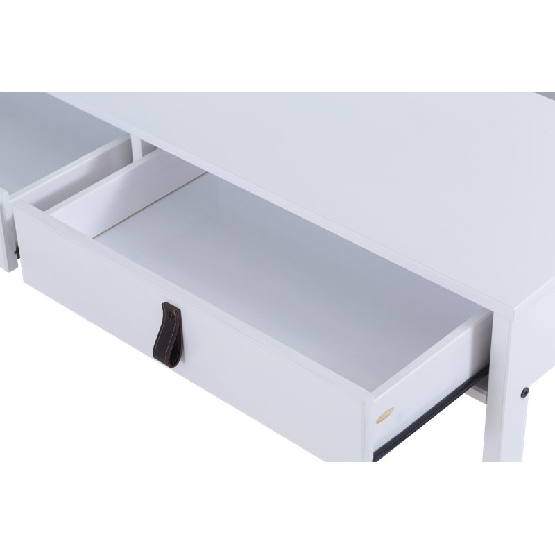 Bureau en bois massif Pharr, Blanc cassé