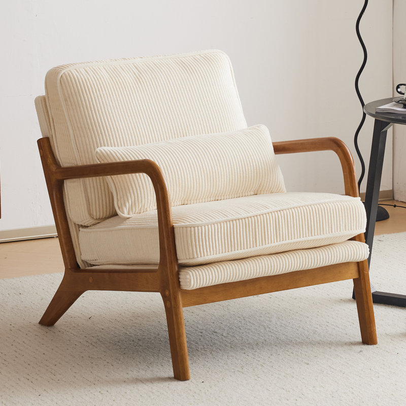 Upholstered Armchair, Cream Corduroy