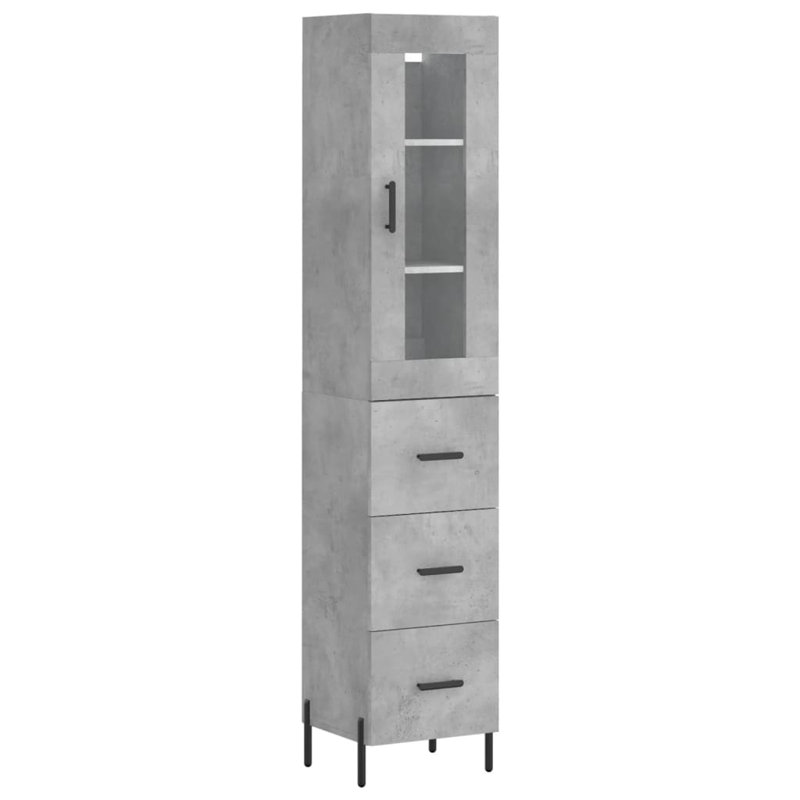 Mikiyah Display Cabinet, Concrete Grey