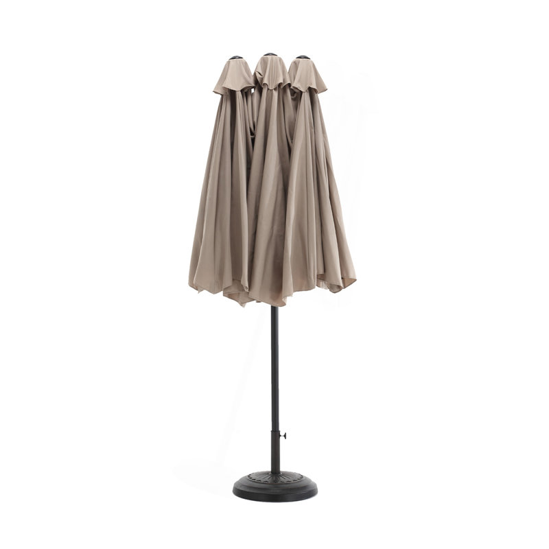 Grand parasol d'extérieur double face 14,8 pi avec manivelle (kaki) (sans base), Kaki