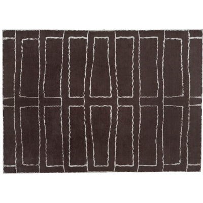 Tapis unique chocolat / crème noué à la main 10 pi x 14 pi