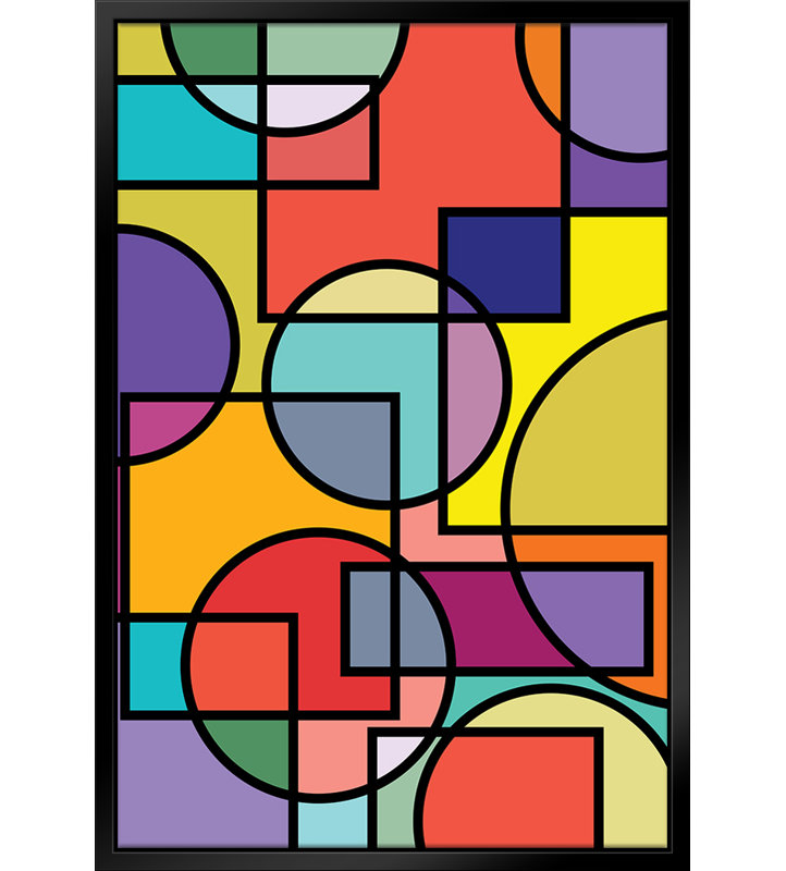 "Abstract Circles Collection" # 1 - Cadre flottant, impression sur toile, L 22 po x H 28 po