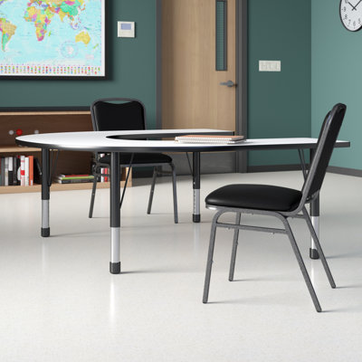 Half Moon Dry-Erase Activity Table with Adjustable Legs - White/Black