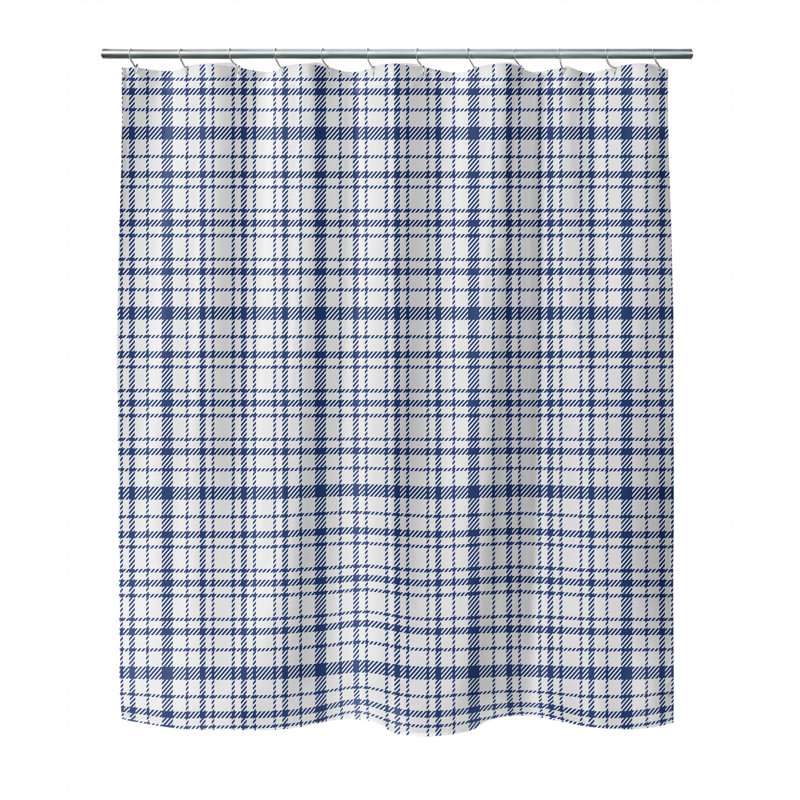 Liz Plaid Ultra-Thin Lightweight Shower Curtain, Navy