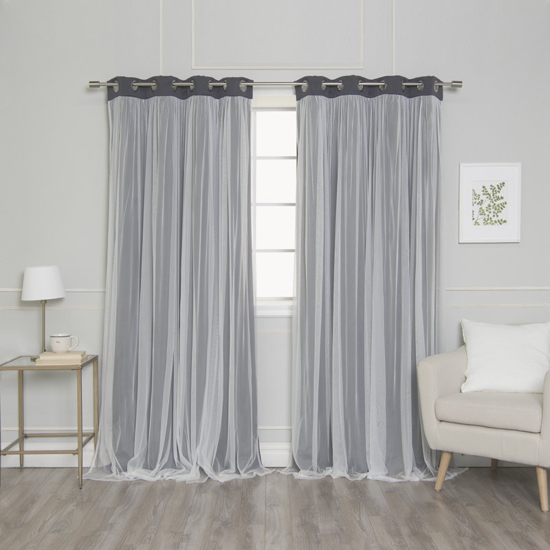 Yacine Blackout Single Curtain Panel, Dark Gray