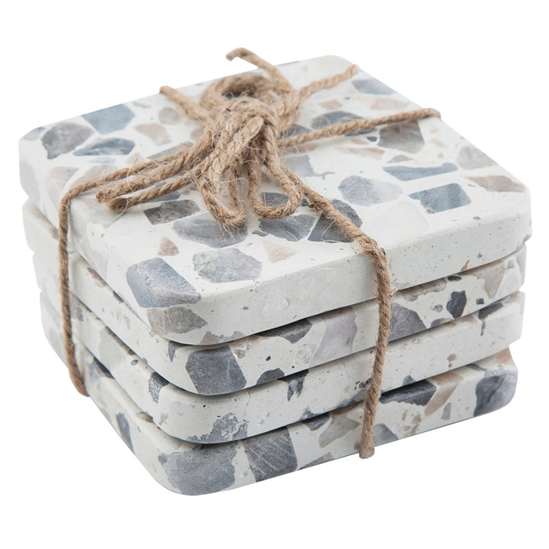 Stoneware Square 4 Piece Coaster Set