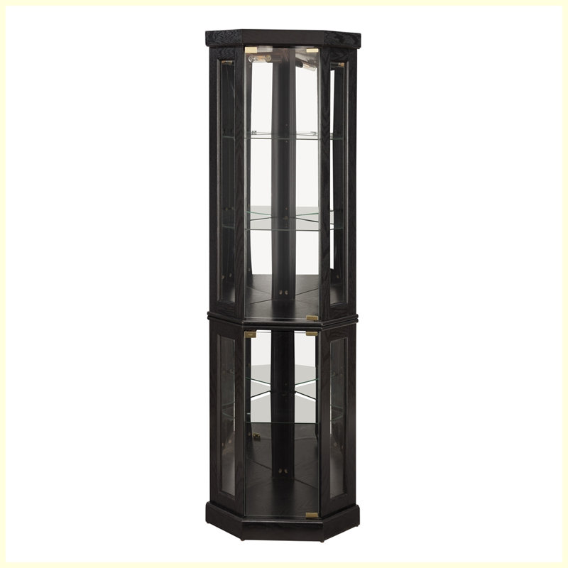 Modern Corner Curio Cabinet/Display Cabinet for Living Room, Black