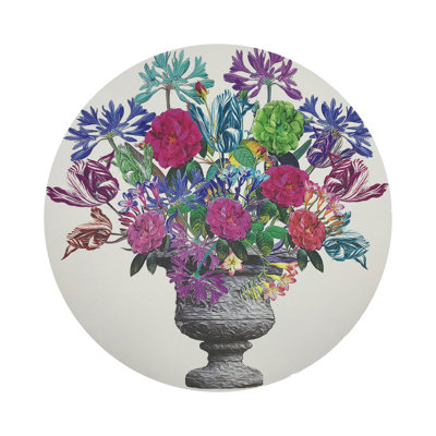 Pistals Large Bouquet Vegan Leather Round Pebble Placemat