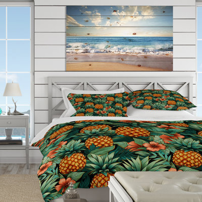 Pineapple Delight Tropical Pattern III - Tropical Duvet Cover Set - Microfiber Polyester