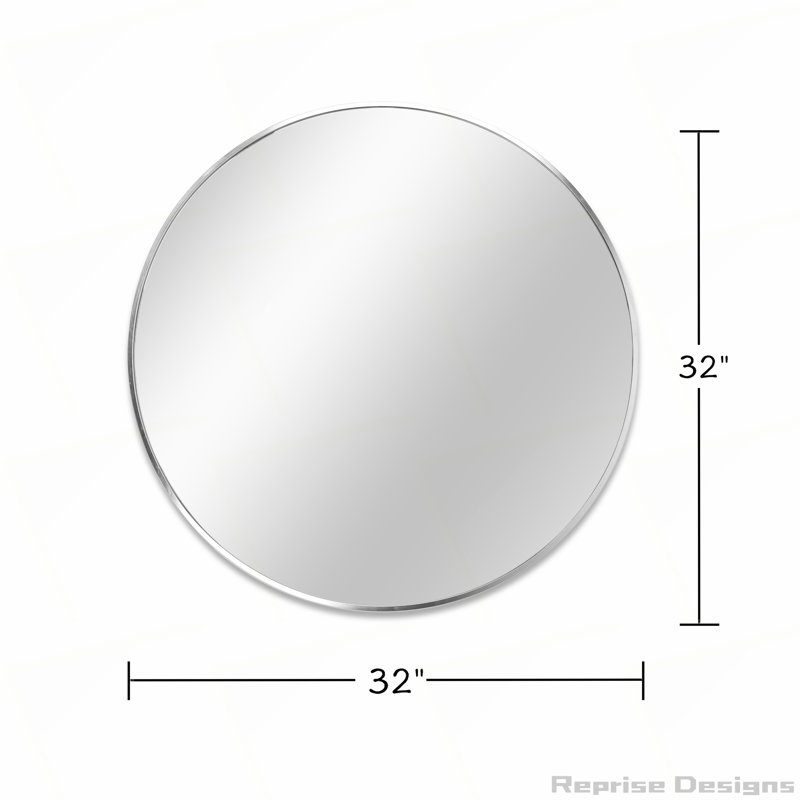 Miroir en métal, 32 po x 32 po, Argent argent, Rond
