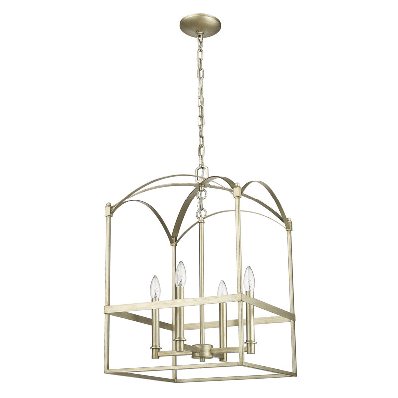 Groark 4 - Light Dimmable Lantern Geometric Chandelier, 24" H x 16" W x 16" D