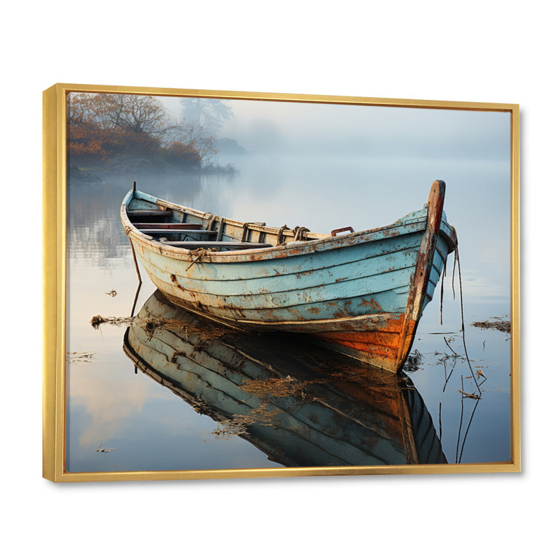 Hadenson Boat Serene Waterscapes I - Print, Gold Floater Framed, 30" H x 40" W x 1.5" D