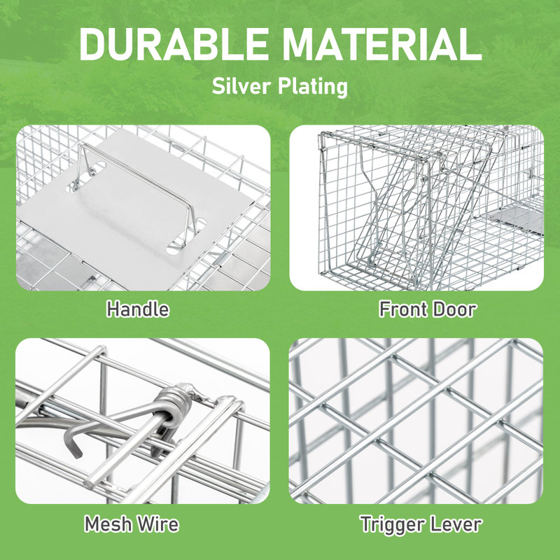 32" Silver Foldable Animal Trap With Camo Cover, Silver