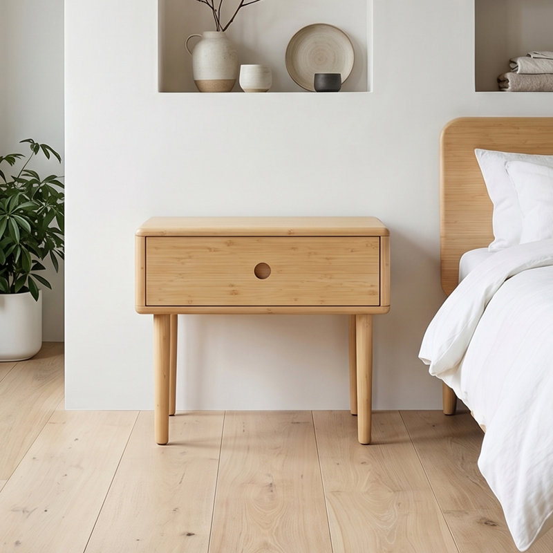 Table de chevet Anna Mid-Century, Beige