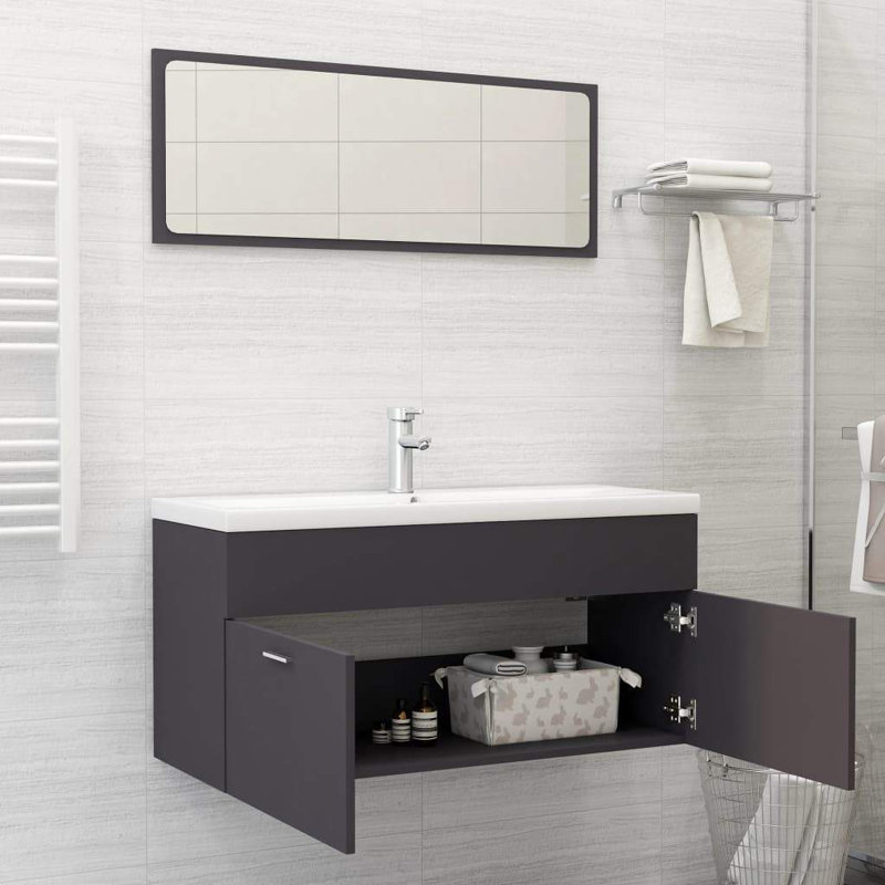 Commode d'appoint à miroir, Gris