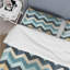 Ensemble de housse de couette à chevrons géométriques bleu et beige - Microfibre polyester-2140607775