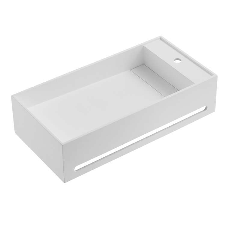 32 in. Wall-Mount Solid Surface Bathroom Sink with Built-in Towel Bar