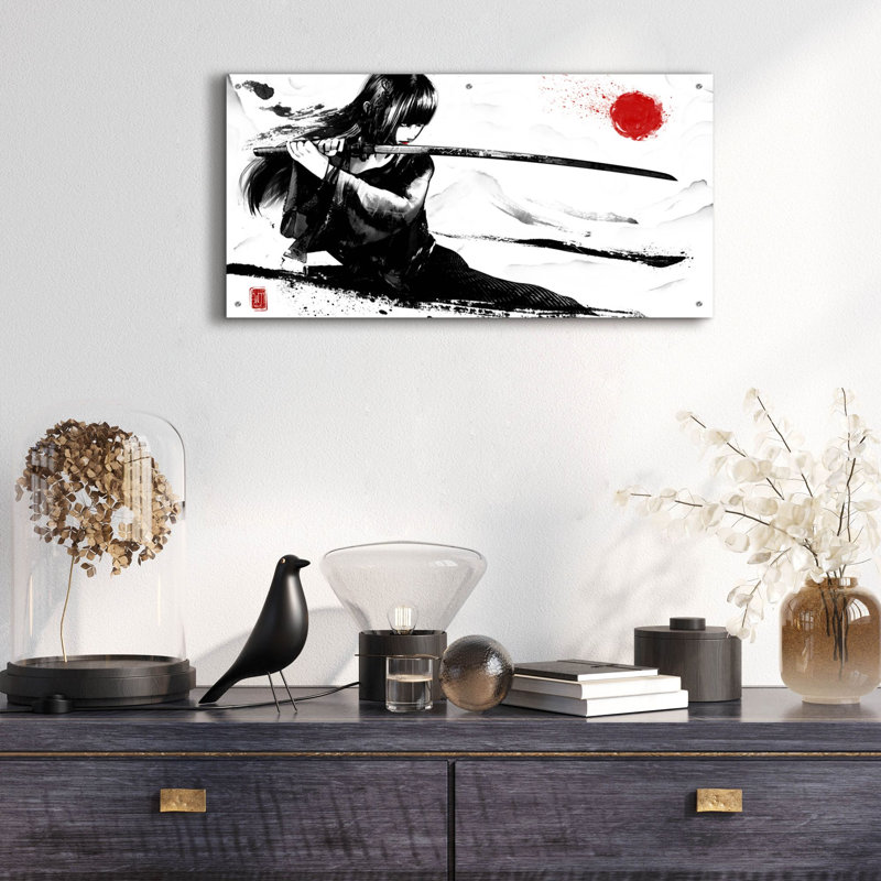 «Girl with Katana» par Epic Portfolio, art mural en verre acrylique, H 24 po x l 48 po