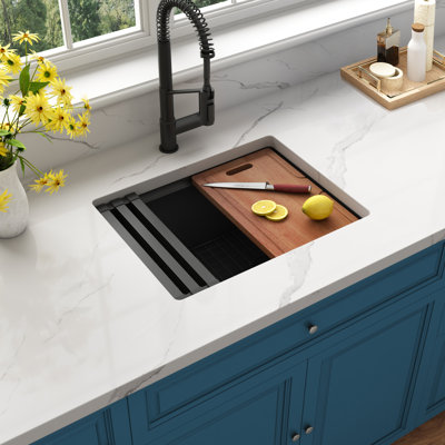 23"L X 18"W Workstation Undermount 16 Gauge Stainless Steel Kitchen Sink Single Bowl