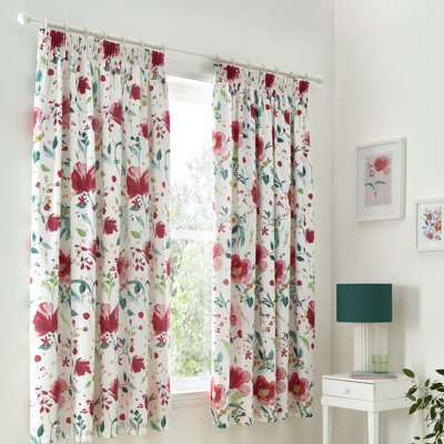 Cotton Blend Semi-Sheer Curtain Panel Pair