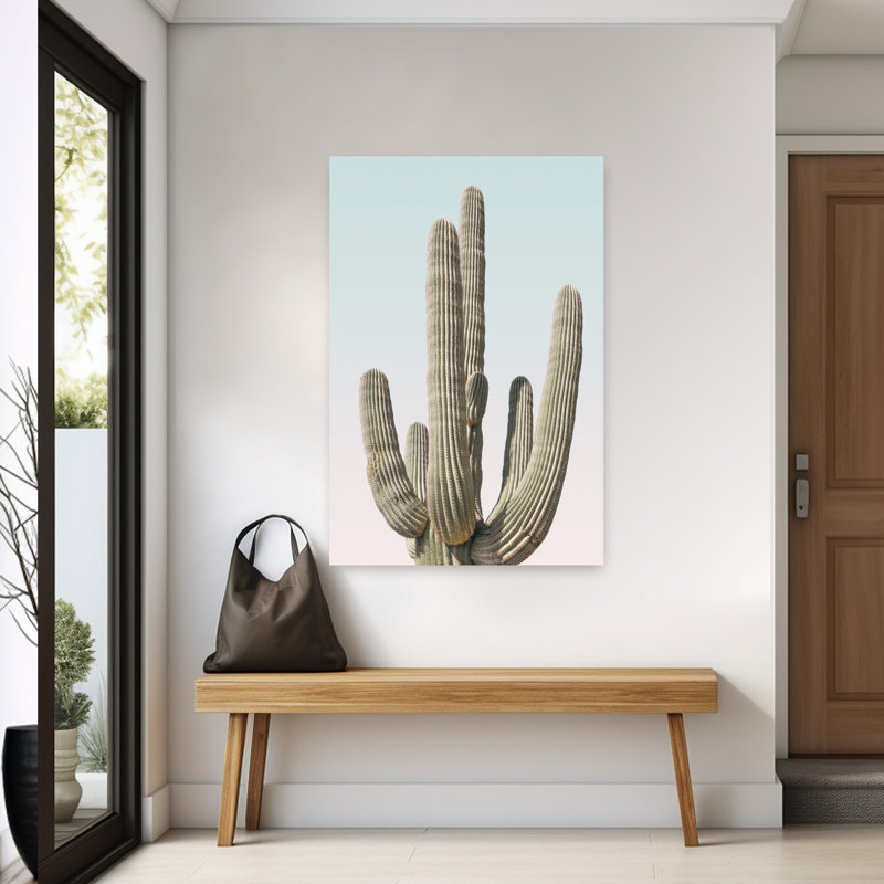 Art contemporain contemporain avec cactus, H 60 po x l 40 po