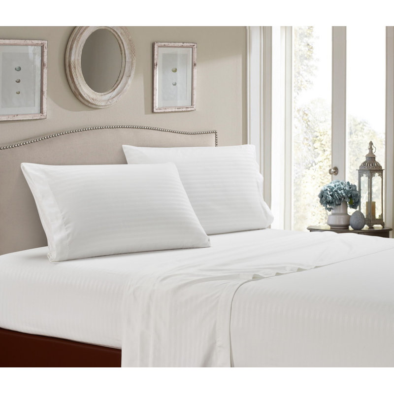 Ensemble de draps en microfibre Tanju, Ensemble de draps pour lit double, Blanc