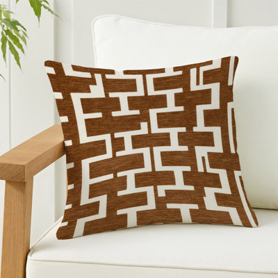 Coussin décoratif intérieur et extérieur brun Trellis