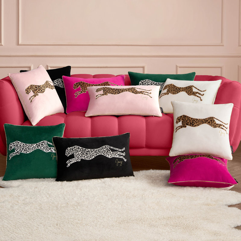 Juicy Couture Velvet Cheetah Plush Decorative Pillows, Pink, Rectangle 14" x 24"