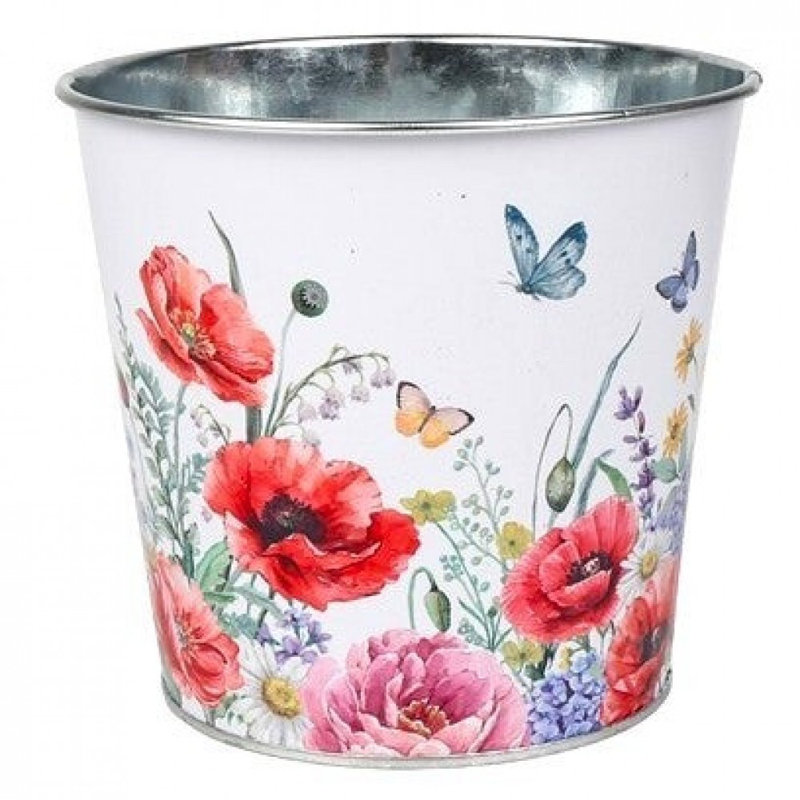 Poppy Joy Floral Printed Metal Bucket