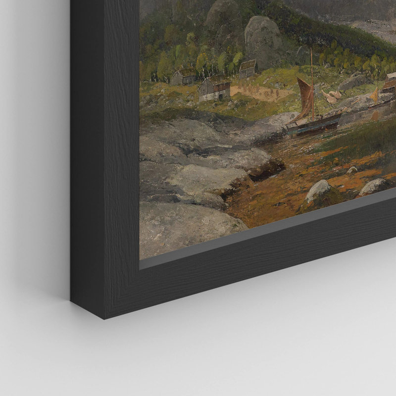 «Retro Mountain Range River Passage» sur papier, H 12 po x l 16 po, Noir