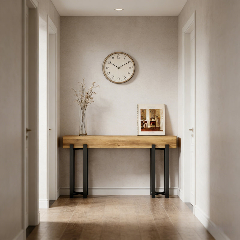 Tablette de présentation de bureau, console de style moderne, longue table de canapé, Brun pâle