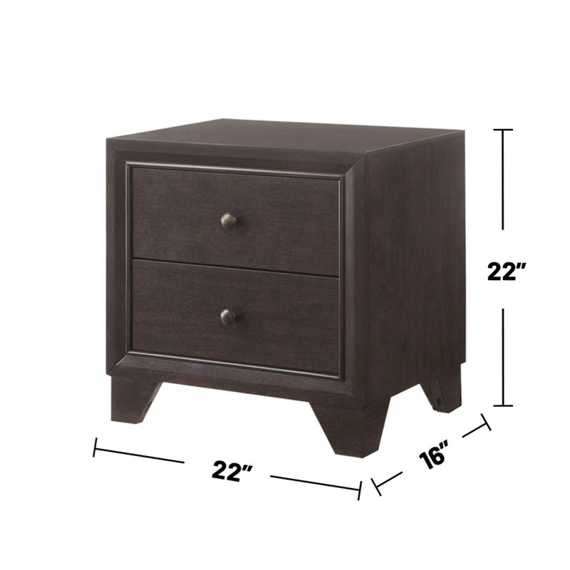 Table de chevet de chambre à coucher en bois avec 2 tiroirs - avant et arrière, glissières en métal élégantes, glissières robustes