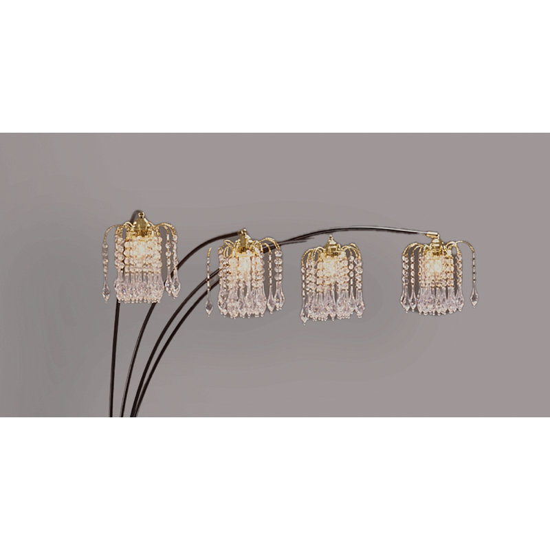 1 pièce moderne de conception de luxe classique élégant multi-têtes lampe de plancher arc demi-lune radiant incrusté de cristal tiges métalliques élégantes salon