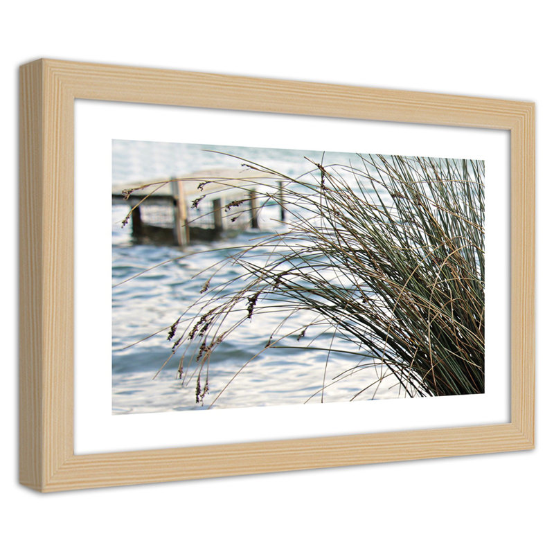 Jetty By The Sea - Single Picture Frame Print, Light Brown, 70cm H x 100cm W