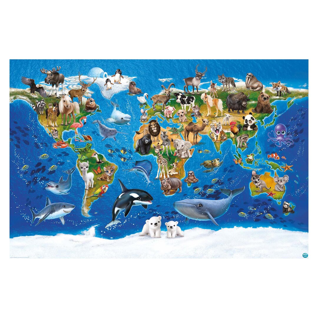 Strukturierte Fototapete Animal Club International - World Map 3,2 m x 480 cm