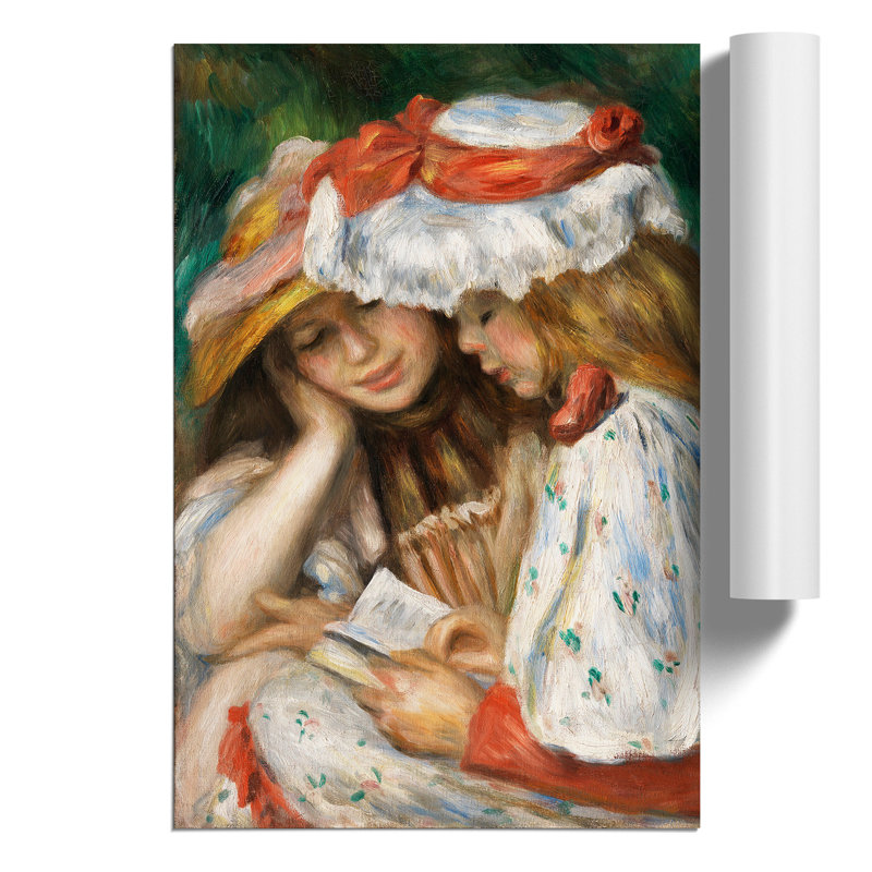 Two Girls Reading by Pierre Auguste Renoir - Frameless Print, 59cm H x 42cm W x 0.1cm D