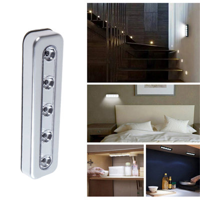 5 LED Bright Battery Operated Bulb Stick Push Strip Kitchen Lights