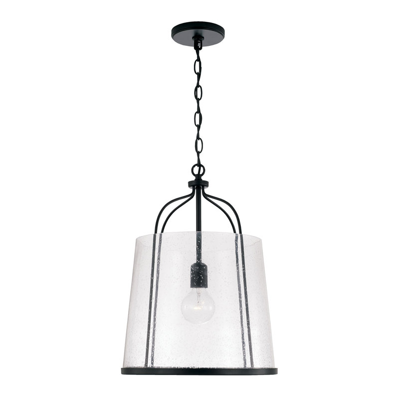 Luminaire suspendu transparent 1 lumière Madison, Noir mat
