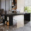 Bureau de direction en bois massif noir en forme de L-2075874001-2075874002